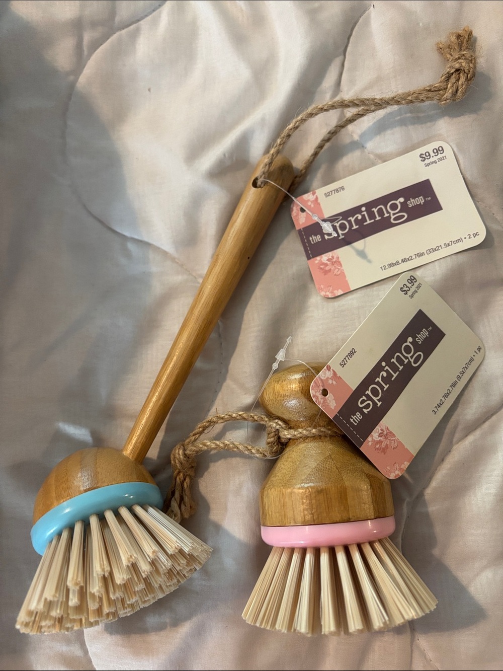 The Spring Shop Wooden Dish Brushes with Blue and Pink Trim